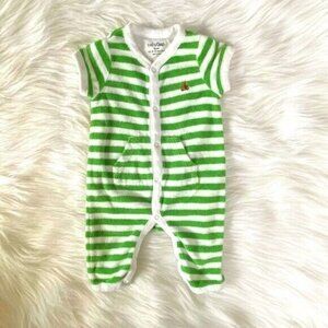 Baby Gap Green & White Terrycloth Summer Romper 0/3M 0 to 3 Month